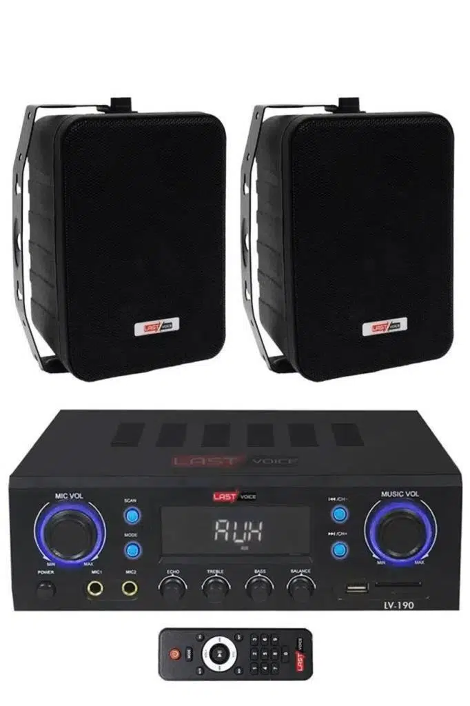 Lastvoice Black Wall Small Paket-1 Hoparlör ve Anfi Ses Sistemi Seti (1 ANFİ + 2 HOPARLÖR)
