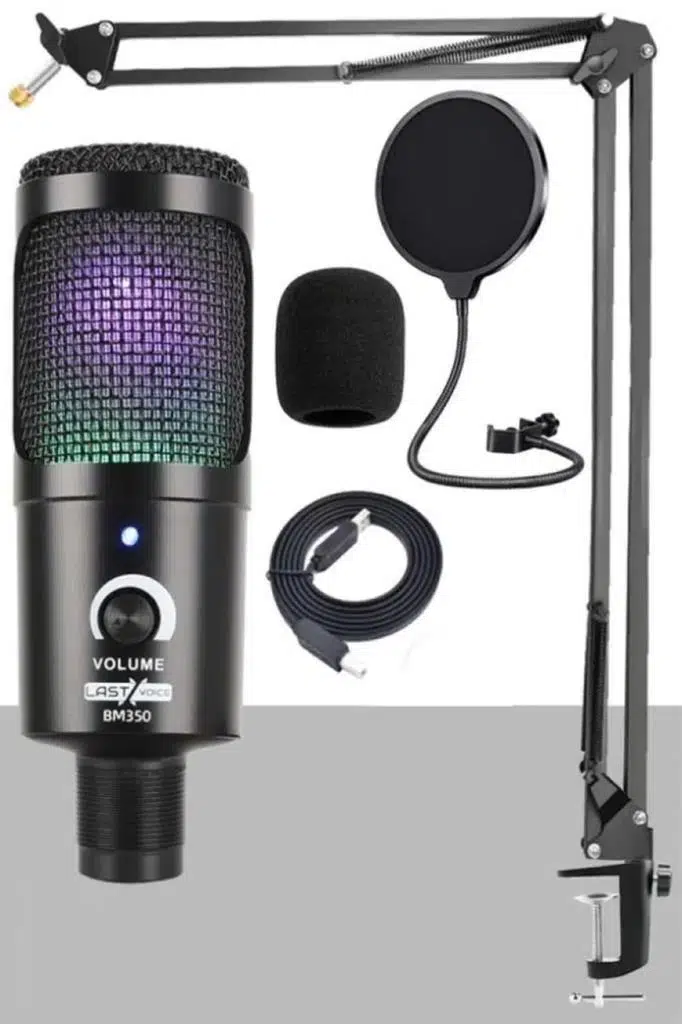 Lastvoice BM350 STA RGB Set Stüdyo Condenser Usb Pc Mikrofonu (Stand ve Filtreli)