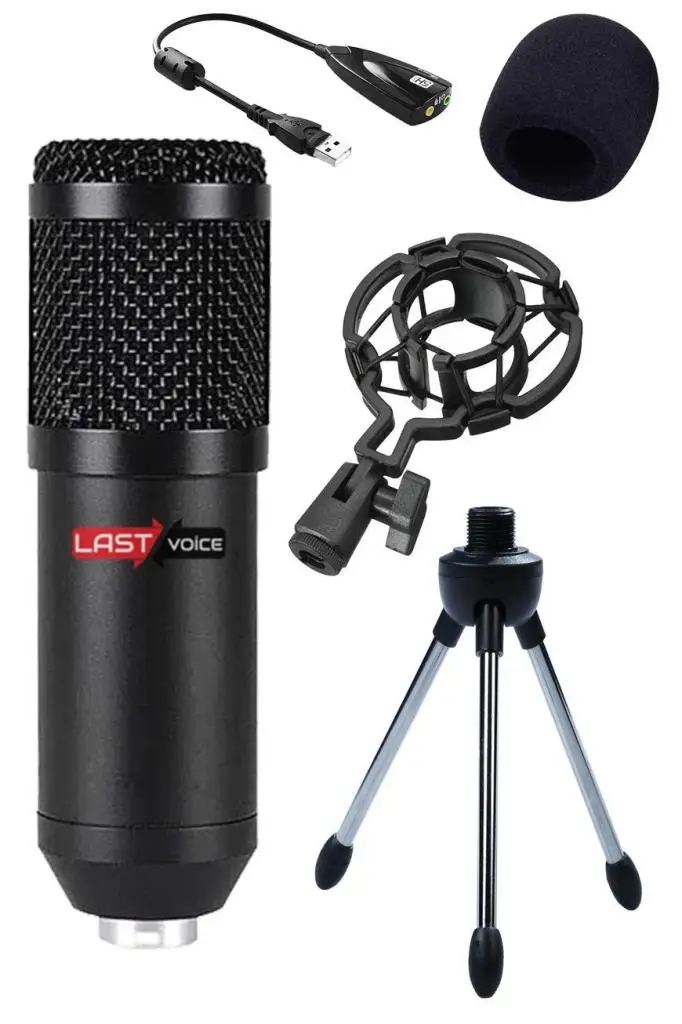 Lastvoice BM800 Full Black Stüdyo Twitch Yayıncı Mikrofonu (Mini Tripod + 7.1)