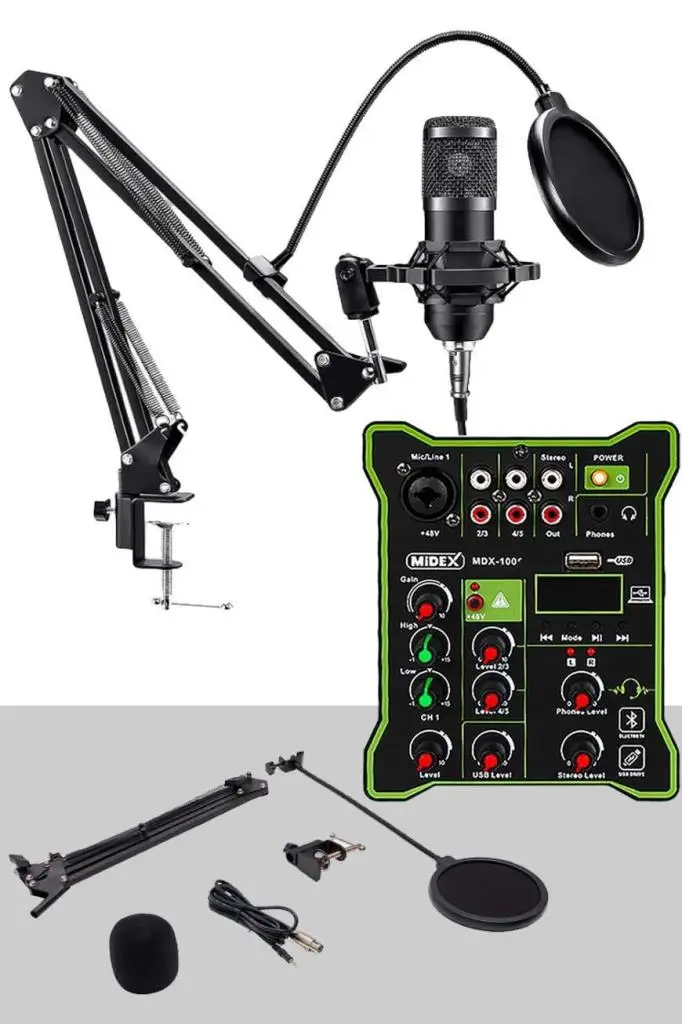 Lastvoice BM800 Functional Paket-1 Stüdyo Mikrofon Ses Kartlı Mikser Kulaklık Stand