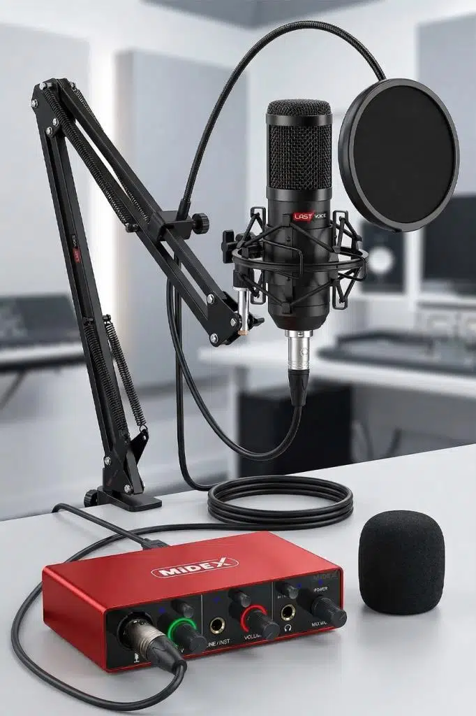 Lastvoice BM800-GLX-500 PRO Ses Kartı ve Condenser Mikrofon Stand Filtre Set