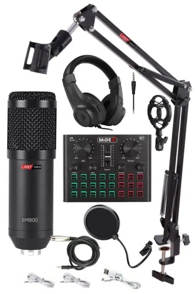 Lastvoice BM800 Live Head Set Efektli Ses Kartı Mikrofon Kulaklık Stand Kayıt Canlı Yayın Seti (PC ve Telefon)