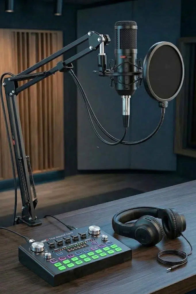 Lastvoice BM800 Live Plus Head Set Efektli Ses Kartı Mikrofon Kulaklık Stand Kayıt Canlı Yayın (PC ve Telefon)