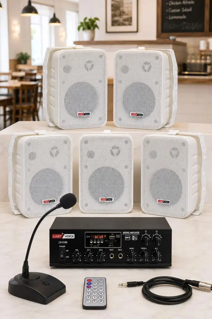 Lastvoice Large Paket-4 Hoparlör ve Anfi Anons Ses Sistemi Seti