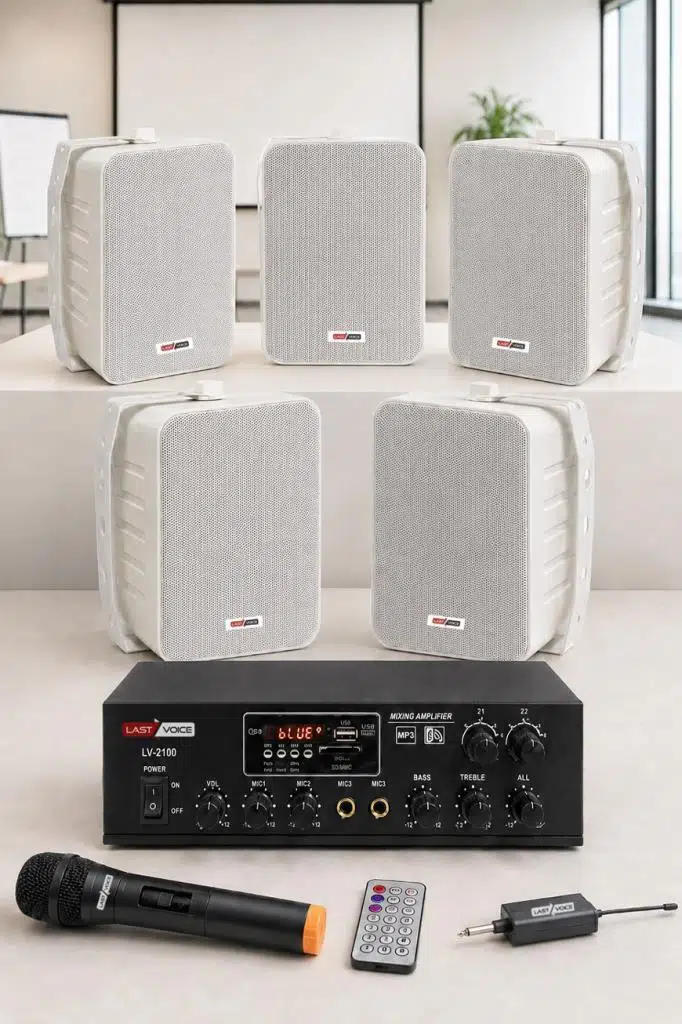 Lastvoice Large Plus Paket-4 Hoparlör ve Anfi Anons Ses Sistemi Seti