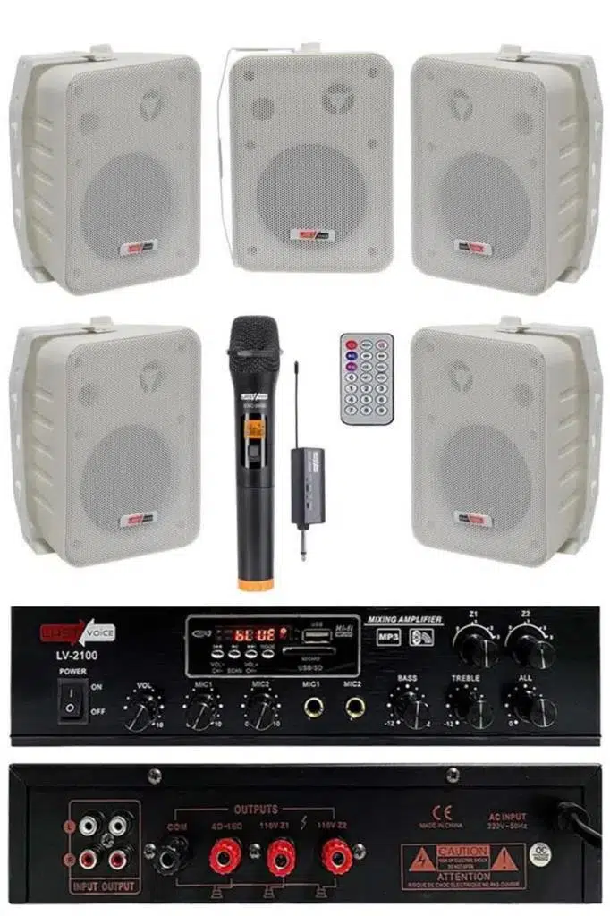 Lastvoice Large Plus Paket-4 Hoparlör ve Anfi Anons Ses Sistemi Seti