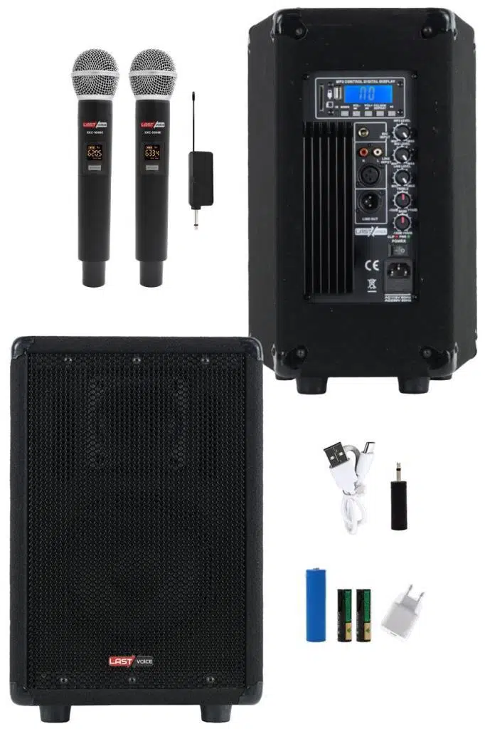 Lastvoice LPS-08MA Mikrofonlu Portatif Ahşap Kabin Hoparlör 8 İnç 450W