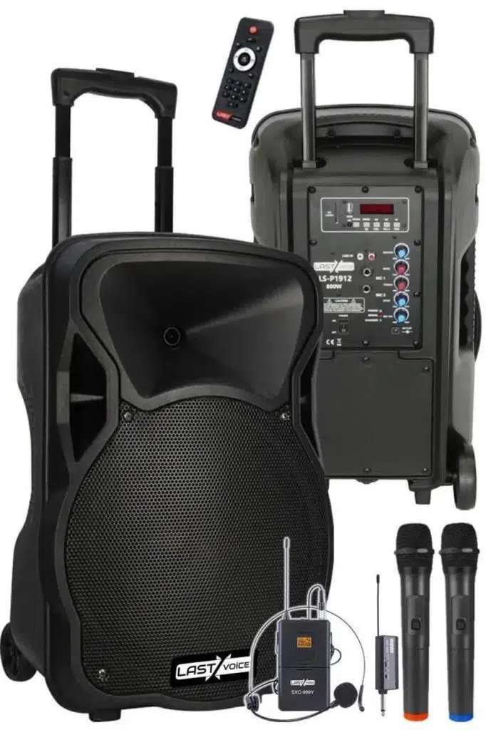 Lastvoice LS-P1912EX Portatif Taşınabilir 3 Mikrofonlu Seyyar Ses Sistemi 12 İNÇ 800 WATT