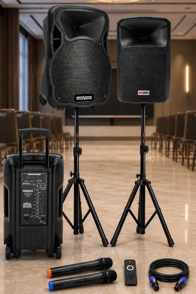 Lastvoice LS-P1915EE-PAK Portatif Taşınabilir Şarjlı Ses Sistemi Aktif + Pasif Set (1200W + 800W)