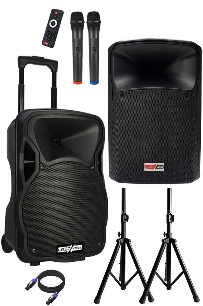 Lastvoice LS-P1915EE-PAK Portatif Taşınabilir Şarjlı Ses Sistemi Aktif + Pasif Set (1200W + 800W)