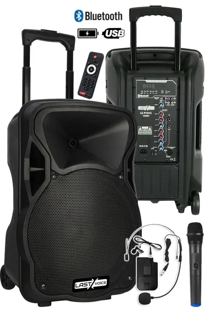 Lastvoice LS-P1915EH Portatif Taşınabilir Headset Mikrofonlu Seyyar Ses Sistemi 15 İNÇ 1200 WATT