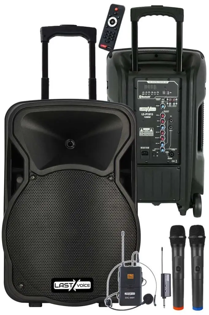 Lastvoice LS-P1915EX Portatif Taşınabilir 3 Mikrofonlu Seyyar Ses Sistemi 15 İNÇ 1200 WATT