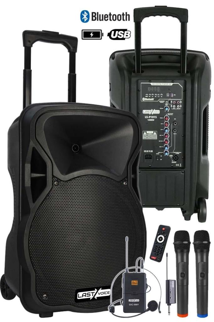 Lastvoice LS-P1915EX Portatif Taşınabilir 3 Mikrofonlu Seyyar Ses Sistemi 15 İNÇ 1200 WATT
