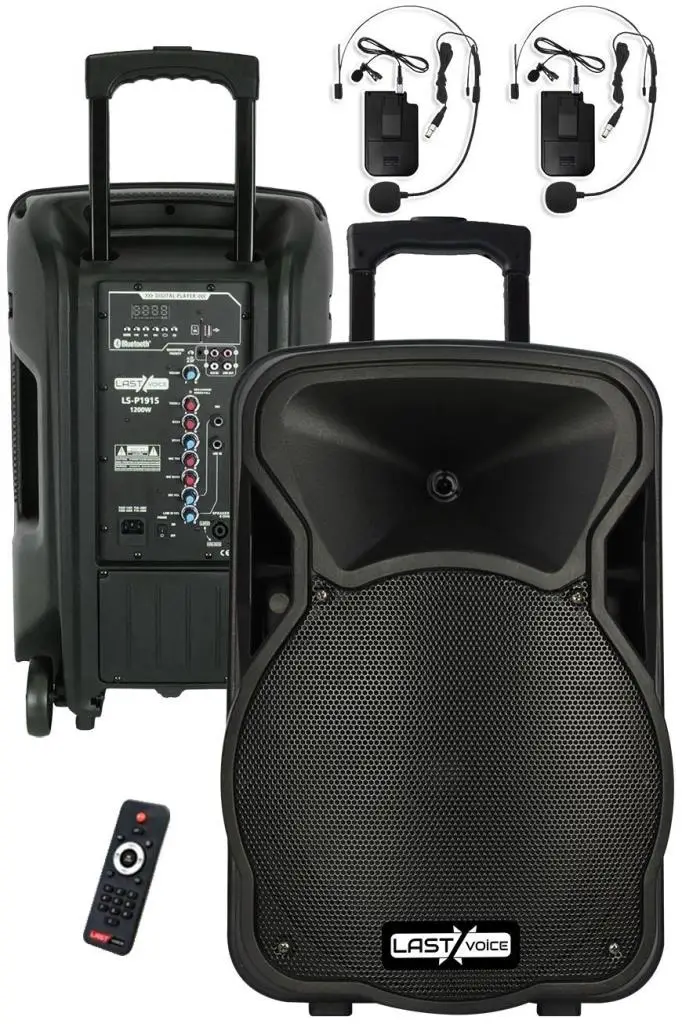 Lastvoice LS-P1915HH Portatif Taşınabilir 2`li Headset Mikrofonlu Seyyar Ses Sistemi 15 İNÇ 1200 WATT