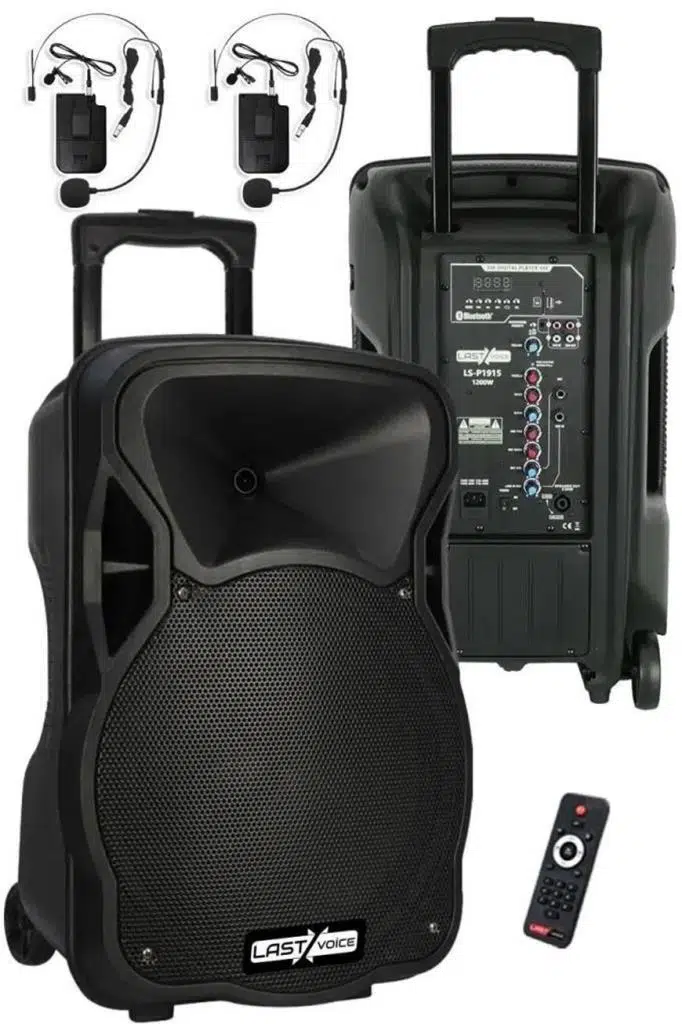 Lastvoice LS-P1915HH Portatif Taşınabilir 2'li Headset Mikrofonlu Seyyar Ses Sistemi 15 İNÇ 1200 WATT