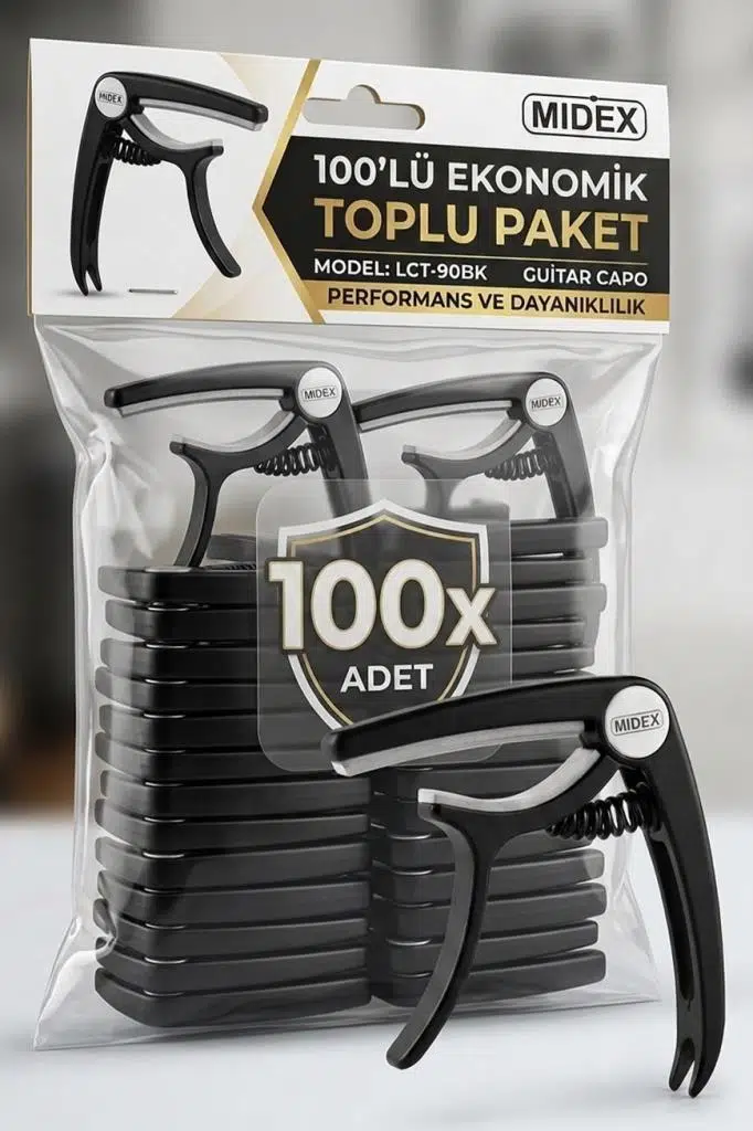 Lastvoice Midex LCT-90BK-100X Kapo 100'lü Toptan Capo Gitar Bağlama