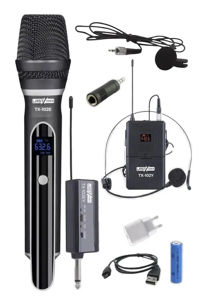 Lastvoice Tx-102EY-OUT Şarjlı EL Yaka Headset Kablosuz Mikrofon Seti UHF (OUTLET)