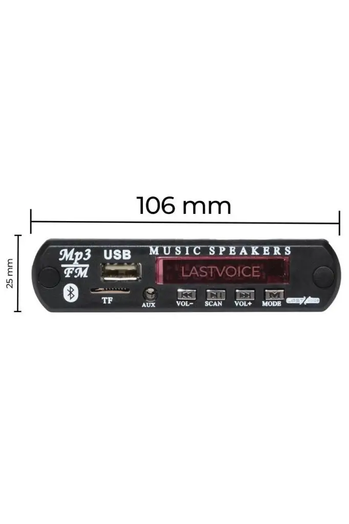 Lastvoice USB-BT Bluetooth 5.0 USB Flash Bellek Hafıza Kartı ve FM Radyo Özellikli Dekoder MP3 Okuyucu