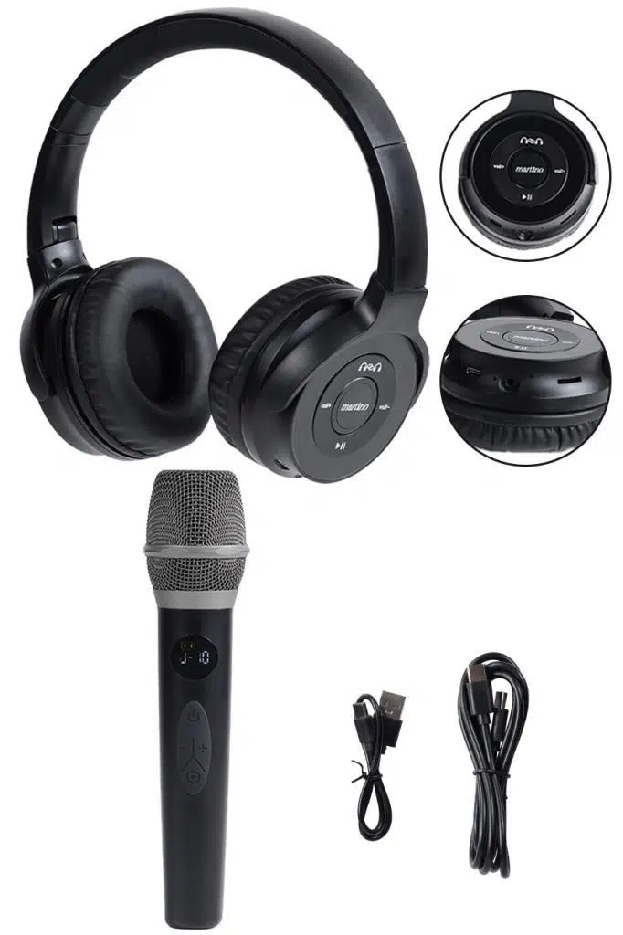 Martino MT-312 Kablosuz Mikrofon Referans Kulaklık Karaoke Seti TWS Özellikli