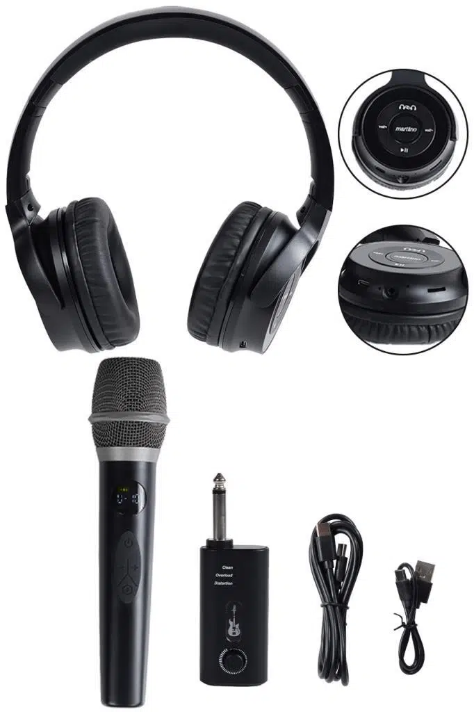 Martino MT-412 Kablosuz Mikrofon Referans Kulaklık Karaoke ve Pratik Seti Distortion TWS Özellikli