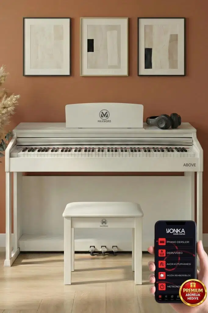 Maxword ABOVE Yüksek Kaliteli Hammer Action 88 Tuşlu Dijital Piyano (Beyaz)