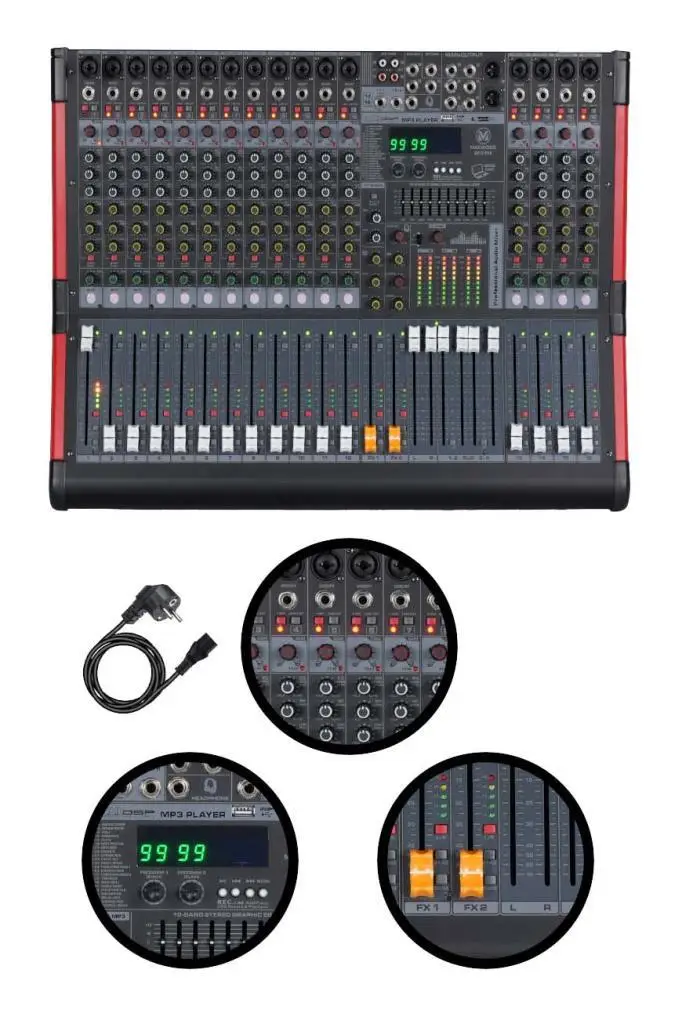 Maxword DC16-PRO 2x99 DSP Efekt Ses Mikseri 16 Kanal Deck Mixer