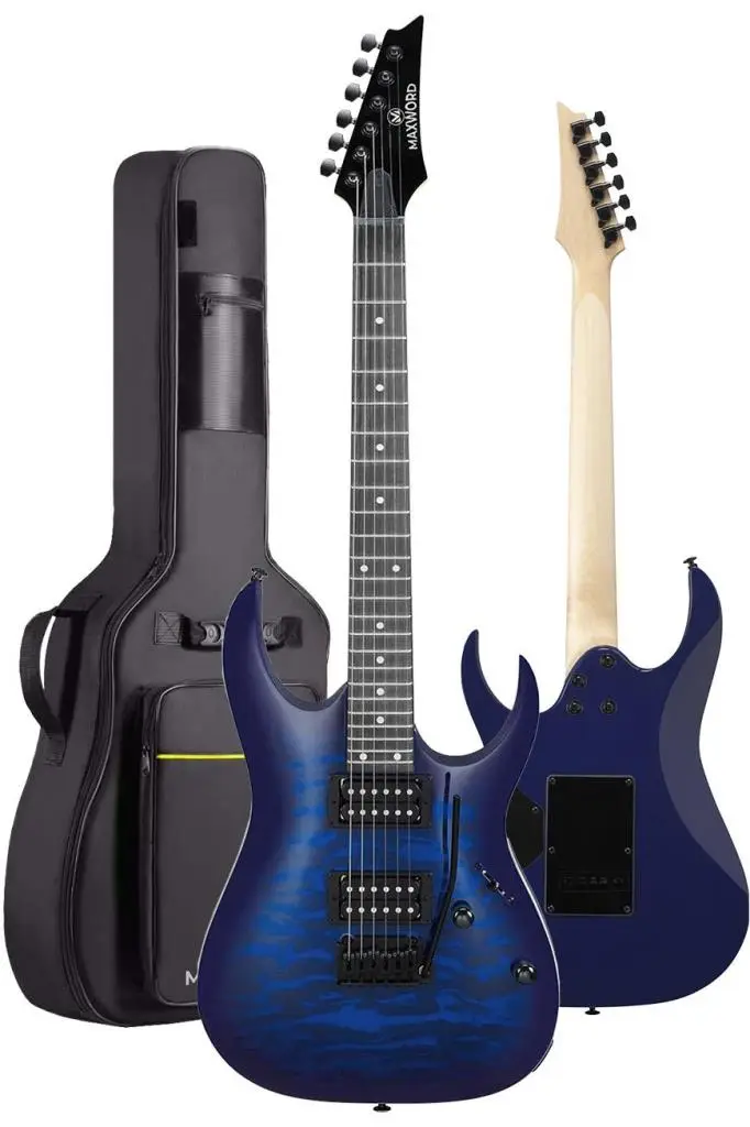 Maxword Grade-50AMP Blue Rosewood Yüksek Kalite 50W Amfili Elektro Gitar