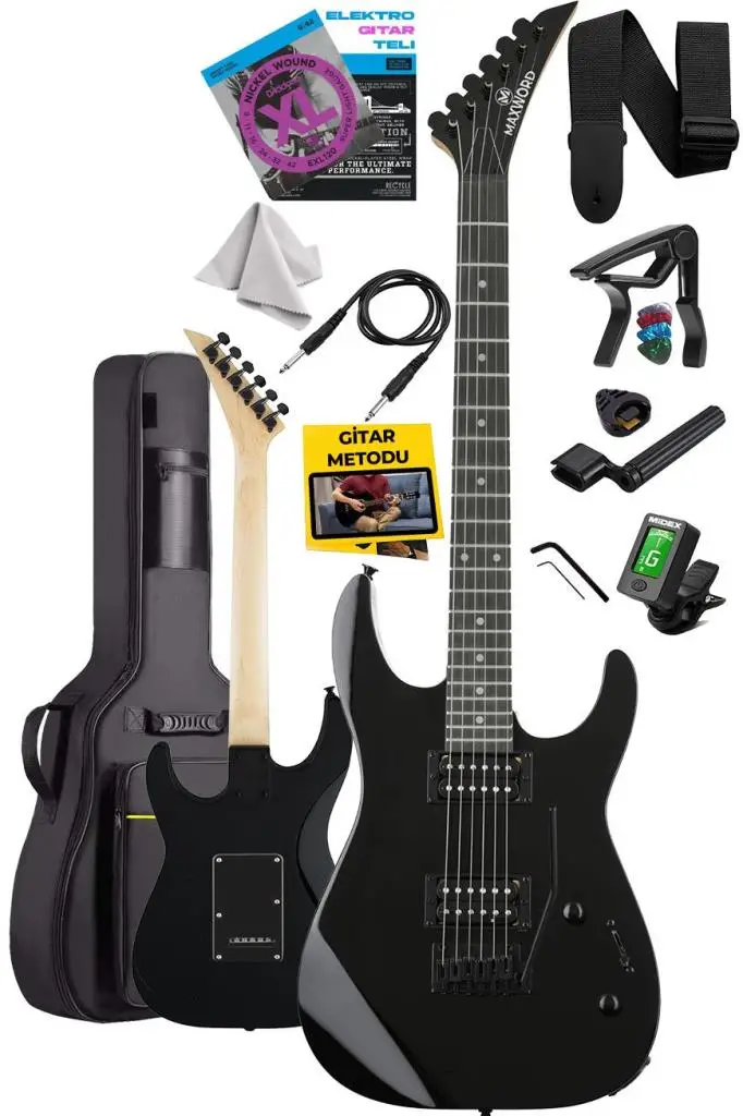 Maxword Grade Black Rosewood Klavye HH Yüksek Kaliteli Elektro Gitar