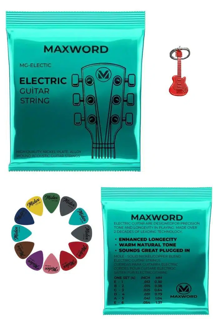 Maxword GT-Electric Kaliteli elektro Gitar Teli 1 Takım Set (Pena Hediye)