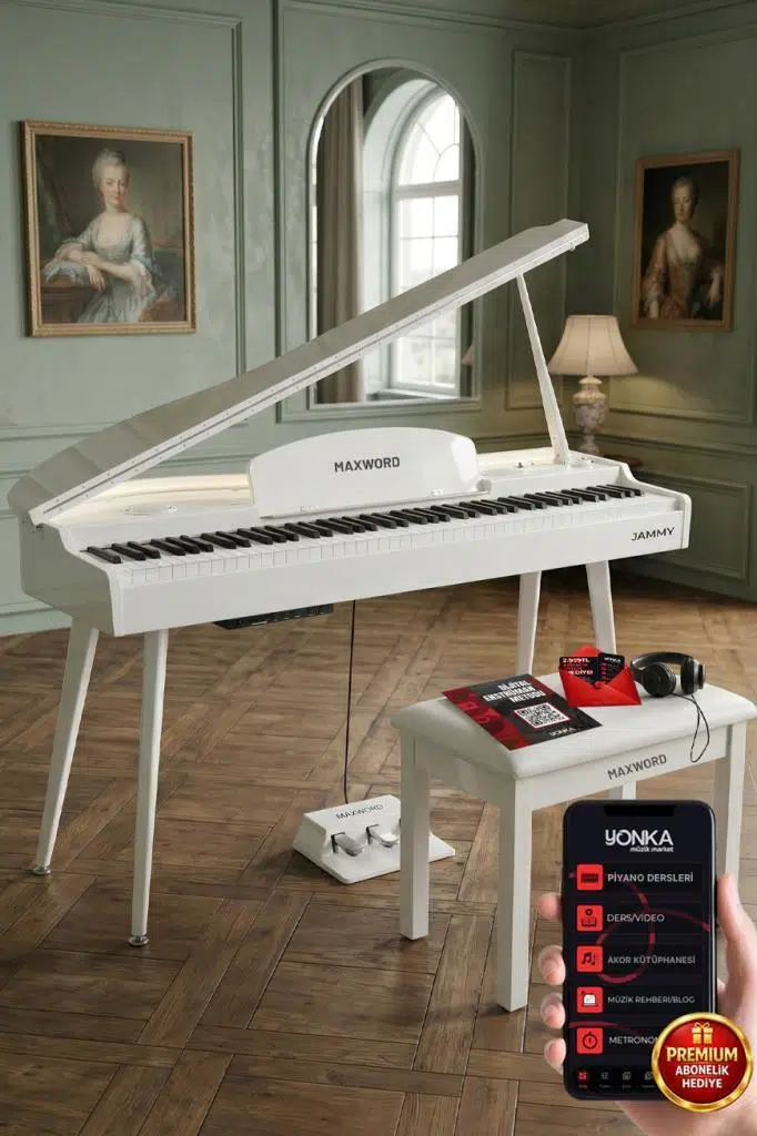 Maxword JAMMY Yüksek Kaliteli Hammer Action 88 Tuşlu Dijital Piyano (Beyaz)