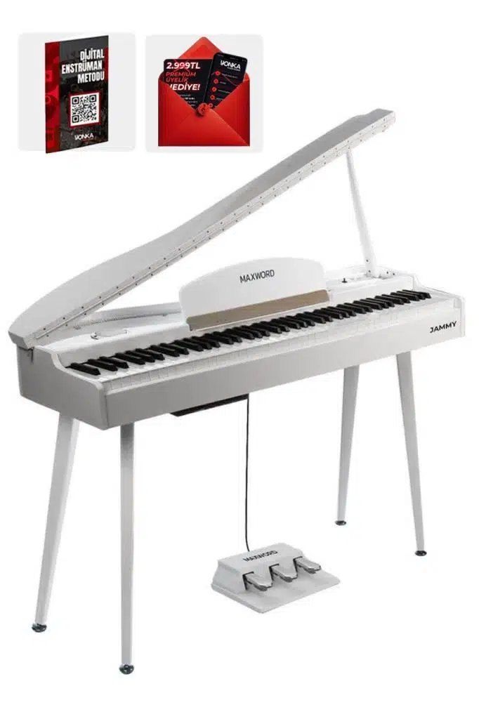 Maxword JAMMY Yüksek Kaliteli Hammer Action 88 Tuşlu Dijital Piyano (Beyaz)