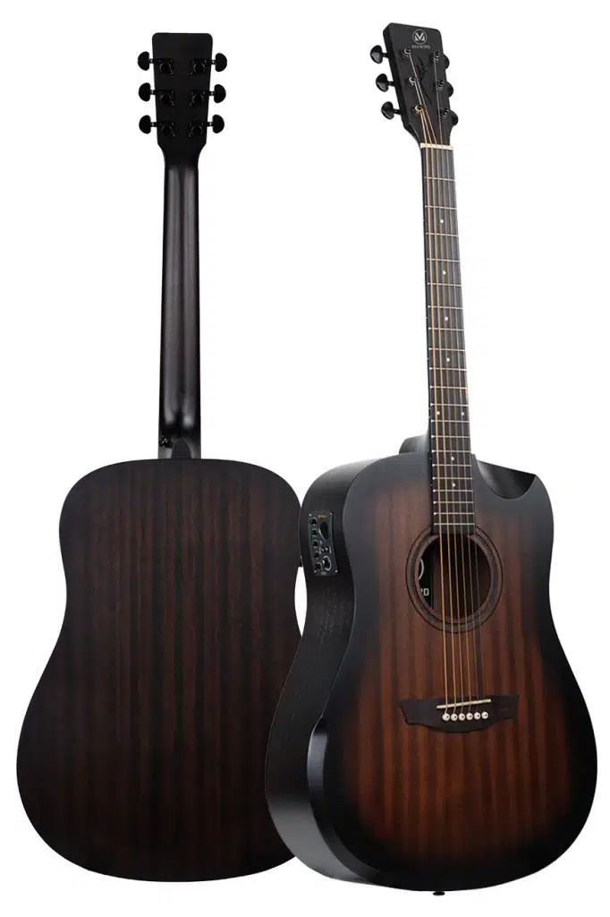 Maxword Luxury HCR-560BRW-EQ Half Cutaway Elektro Akustik Gitar Seti