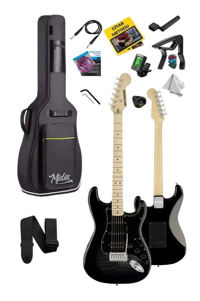 Maxword MAP-45BK-OUT Siyah Elektro Gitar Seti HSS (OUTLET)