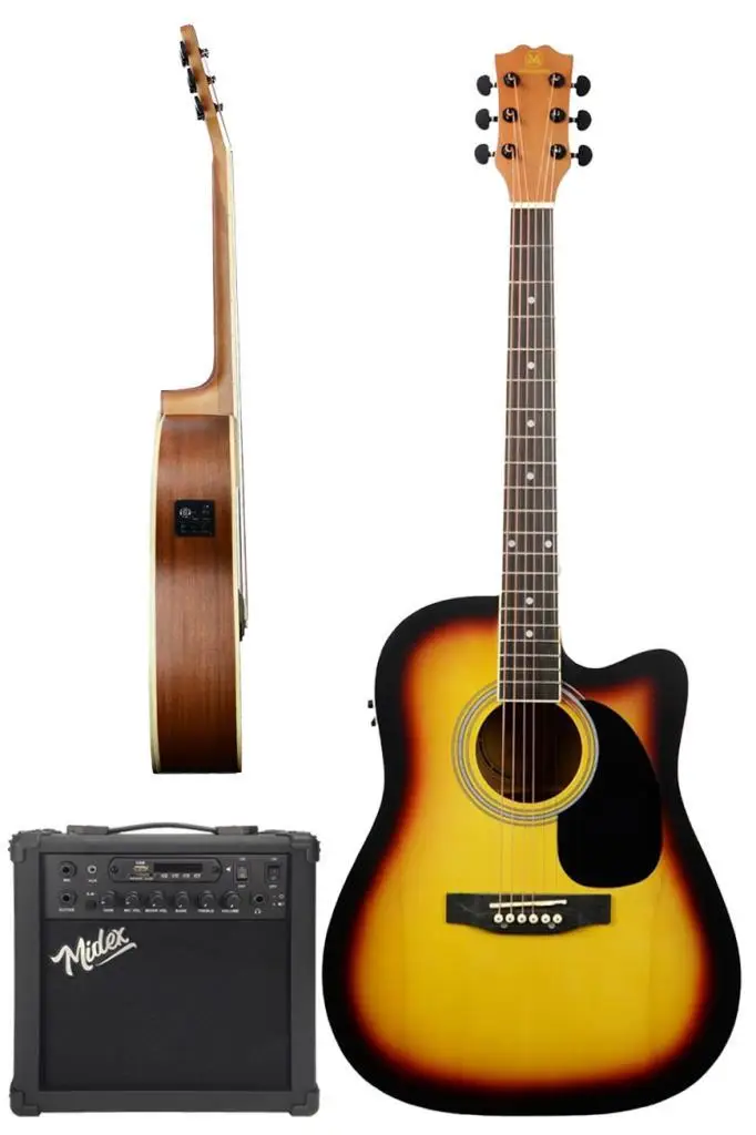 Maxword MCG-750SB-AMP Kaliteli EQ 25W Amfili Elektro Akustik Gitar Seti