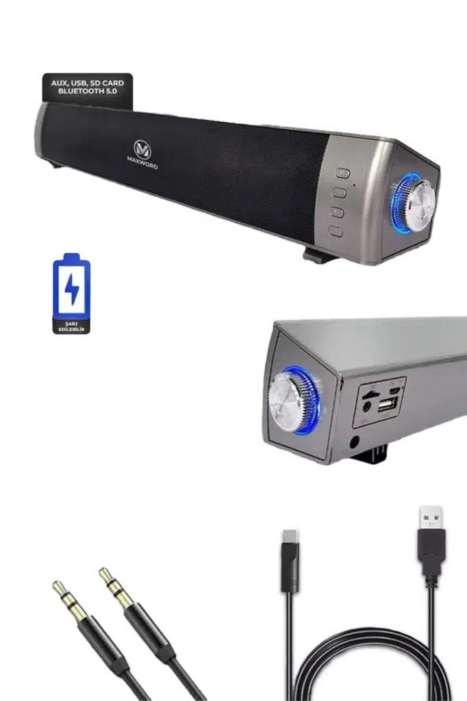 Maxword SLC-40USB-BT-OUT Şarjlı Soundbar 40 Watt Bluetooth USB Şarjlı (OUTLET)