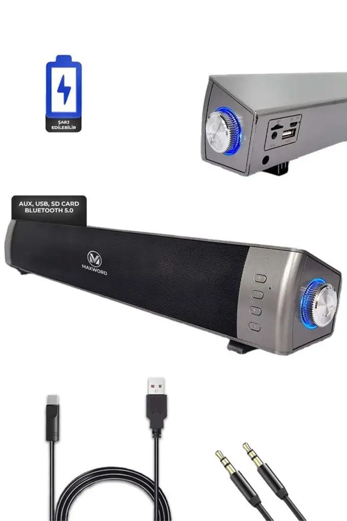 Maxword SLC-40USB-BT Şarjlı Soundbar 40 Watt Bluetooth USB Şarjlı (46x7x6 cm)