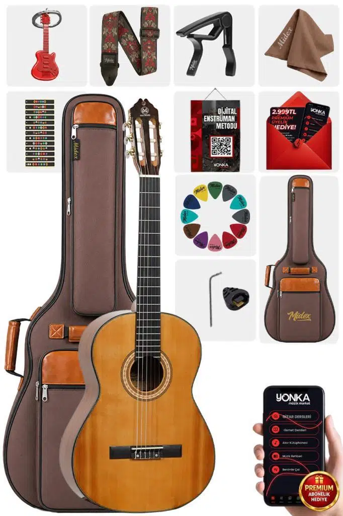 Maxword X51 Profesyonel Masif Ağaç Klasik Gitar Seti Natural 4/4 Üst Segment
