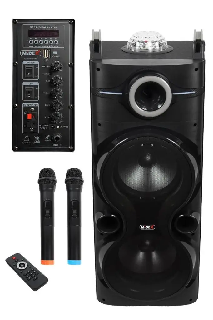 Midex 1250 Watt Kule Tipi Taşınabilir Büyük Mevlüt Anfisi Çift Mikrofonlu (MXR-1250M)