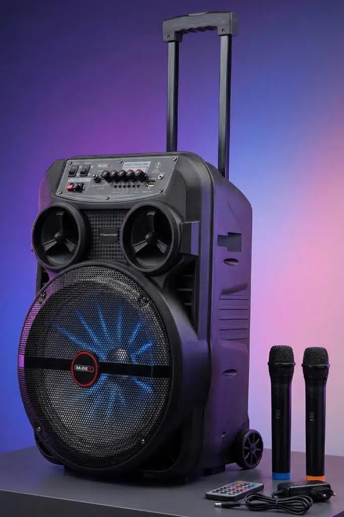 Midex 280 Watt Portatif Taşınabilir Karaoke Eğlence Mikrofonlu Ses Sistemi MXR-280 (Bluetooth Kayıt Usb Şarjlı)
