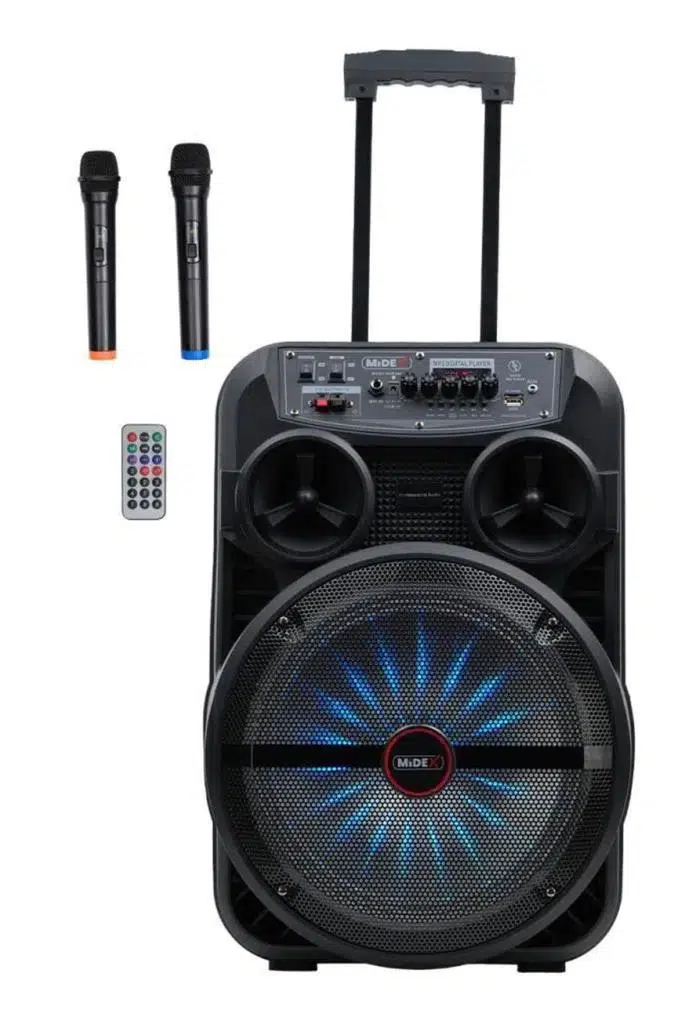 Midex 280 Watt Portatif Taşınabilir Karaoke Eğlence Mikrofonlu Ses Sistemi MXR-280 (Bluetooth Kayıt Usb Şarjlı)