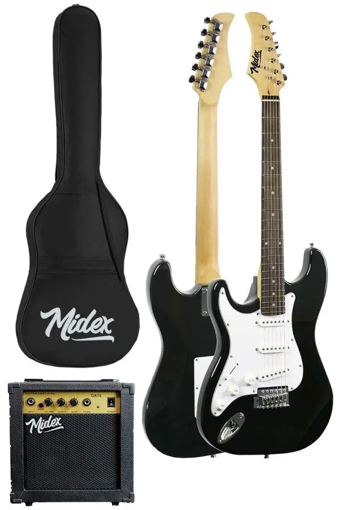 Midex AGE-45 SOLAK Elektro Gitar Seti Amfili ve Full Aksesuar White Black