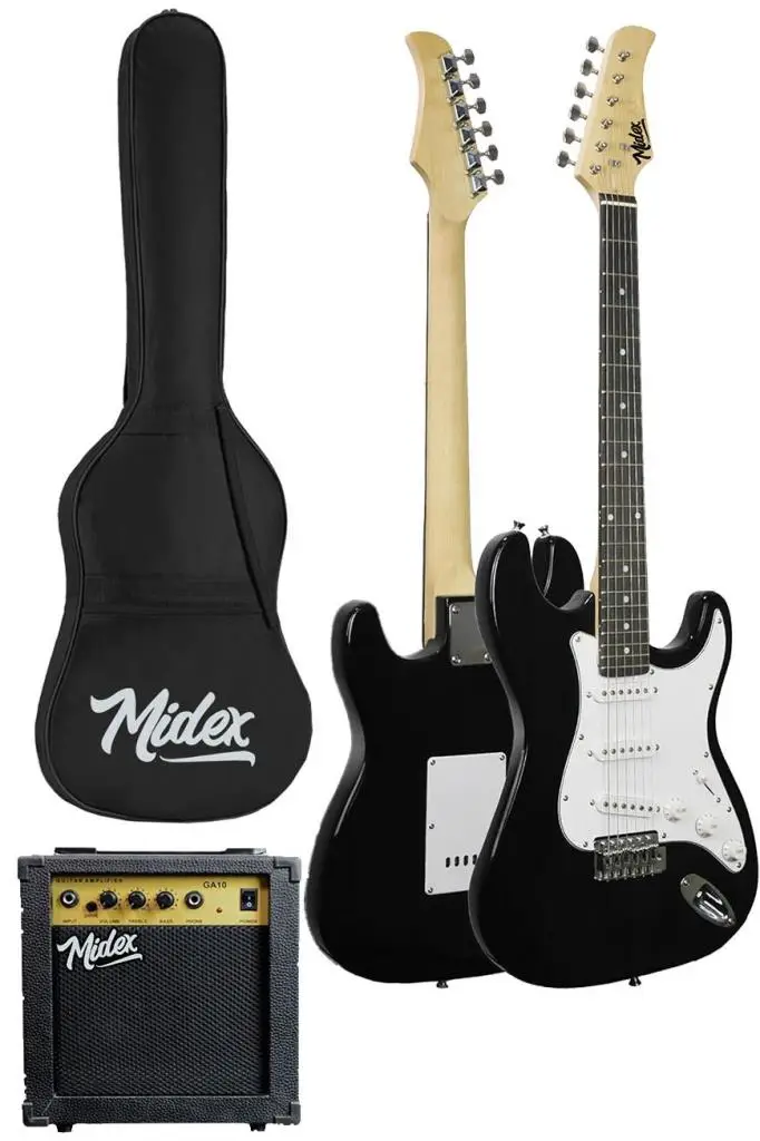 Midex AGE-80BK Amfili Full Elektro Gitar Seti 4/4 Yetişkin 39 İnç White Black