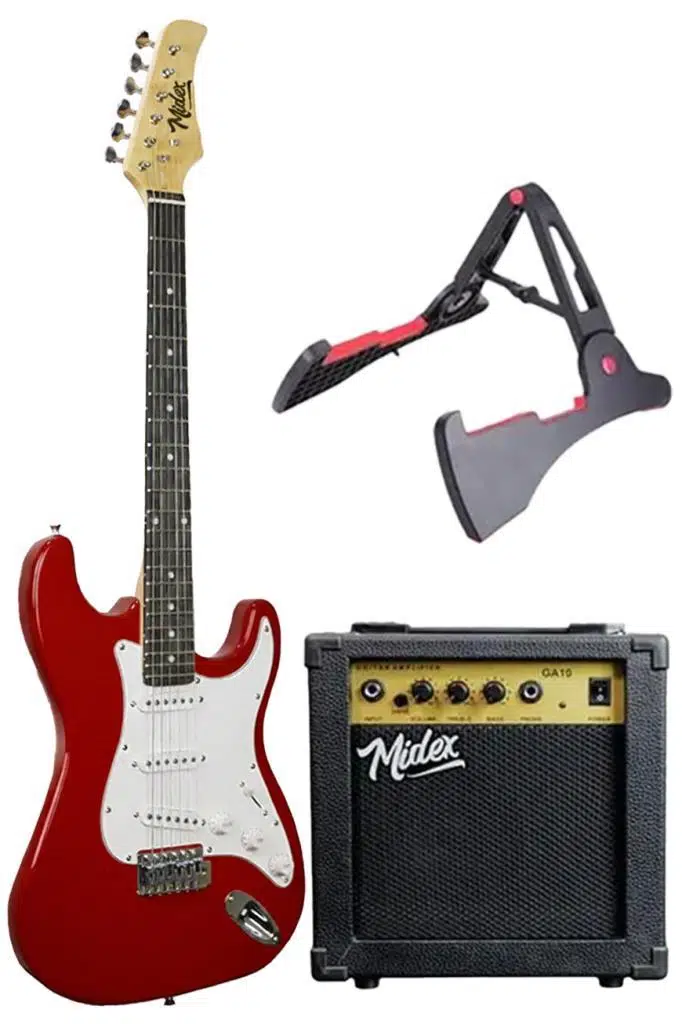 Midex AGE-80RD Amfili Full Elektro Gitar Seti 4/4 Yetişkin 39 İnç RED