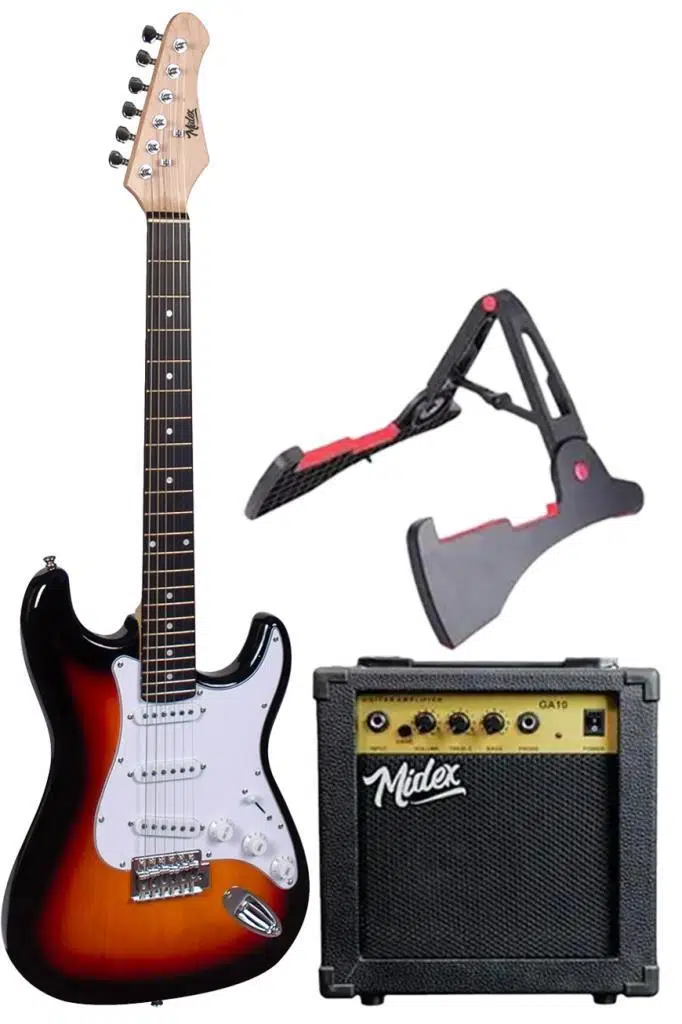 Midex AGE-80SB Amfili Full Elektro Gitar Seti 4/4 Yetişkin 39 İnç Sunburs