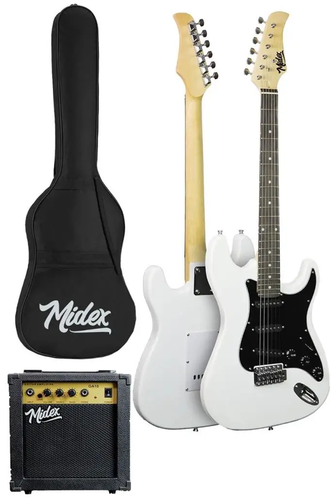 Midex AGE-80WH Amfili Full Elektro Gitar Seti 4/4 Yetişkin 39 İnç White
