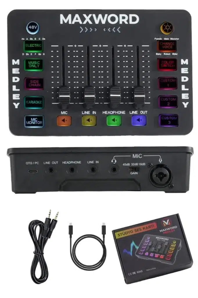 Midex Arcade Pack-1 MEDLEY Ses Kartı ve BM-800 Mikrofon Gaming Canlı Yayın Stüdyo Seti