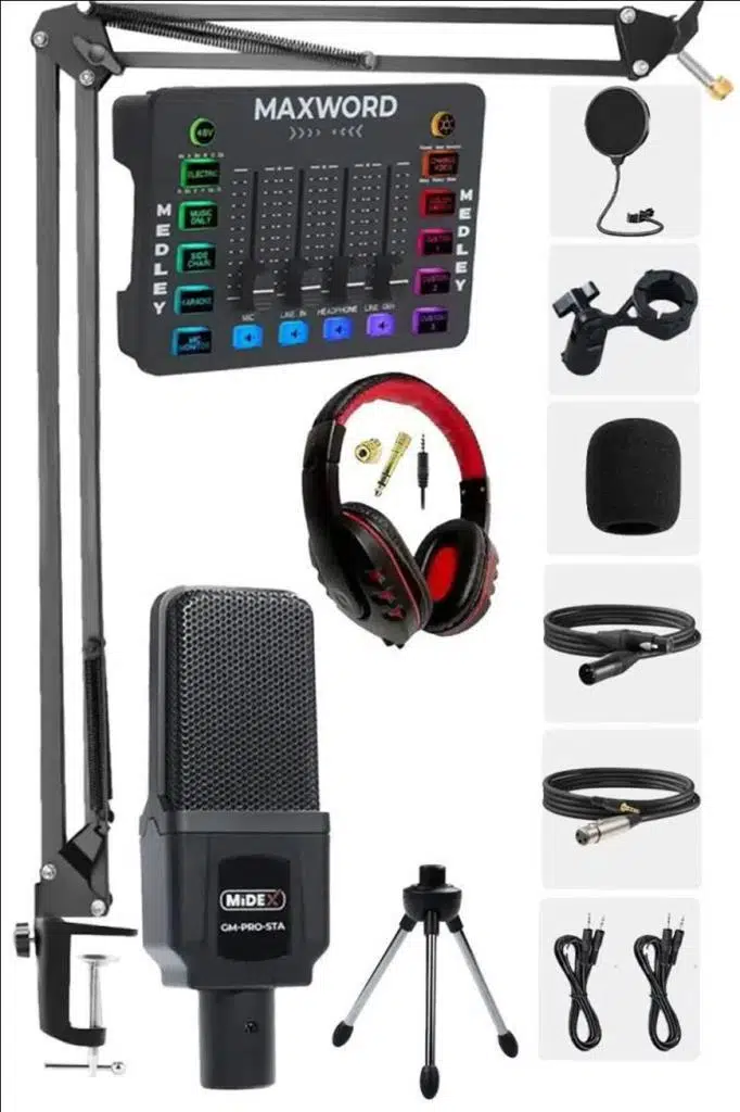 Midex Arcade Pack-2 MEDLEY Ses Kartı ve GM-PRO Mikrofon Gaming Canlı Yayın Stüdyo Seti