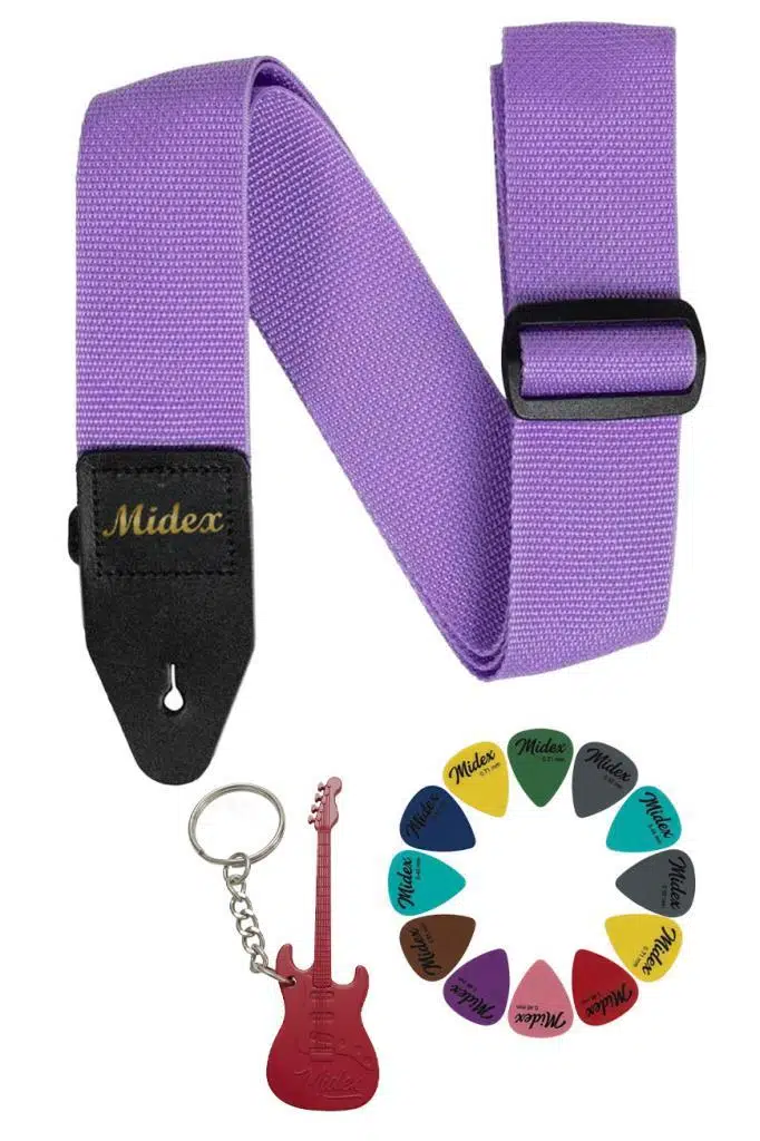Midex ASM-26PU Gitar Omuz Askısı Lila Renk 89-155cm (Pena Hediye)