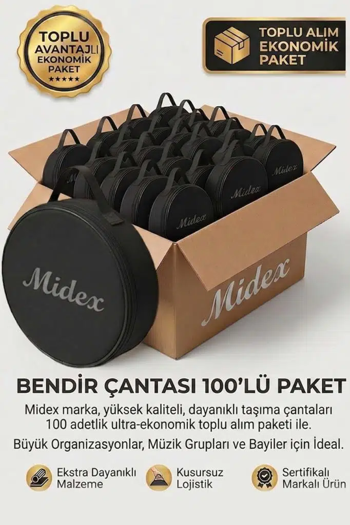 Midex BCS-400-100X Bendir Def Erbane Çantası 100'lü Paket Kaliteli Siyah Kılıf (100 Adet)
