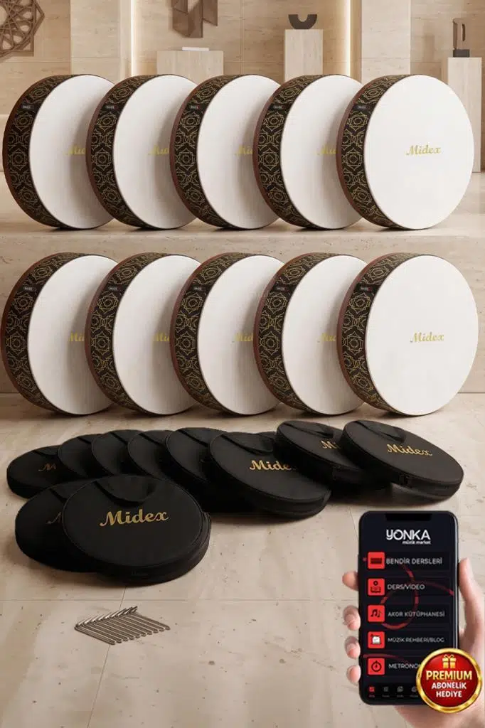 Midex BR-510X 10'lu Bendir Def Toptan Paket Akort Ayarlı EL Tutma Oyuklu Çantalı